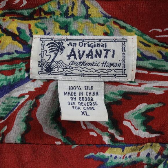 Avanti Shirt Mens XL Silk Hawaiian Aloha Camp Map Print Retro Colorful Tropical - Picture 4 of 7